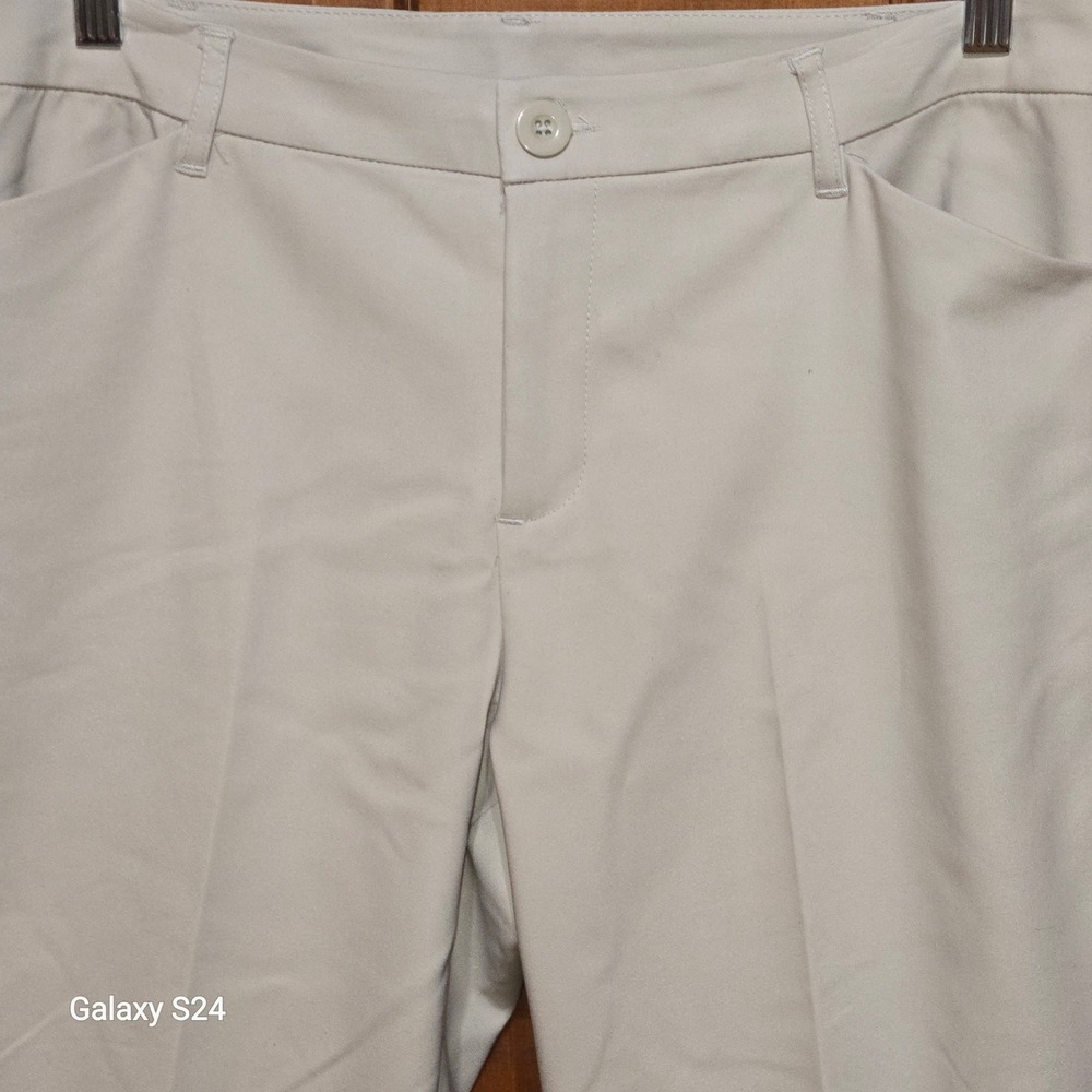 Christopher & Banks Womens Size 12 Short Beige Cotton Blend Straight Leg Pants